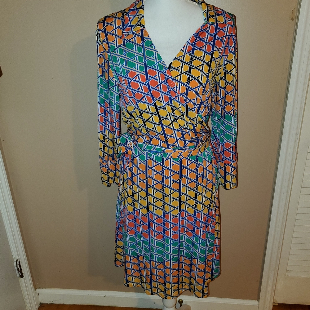 NEW Laundry Multicolored Wrap Dress Sz 12